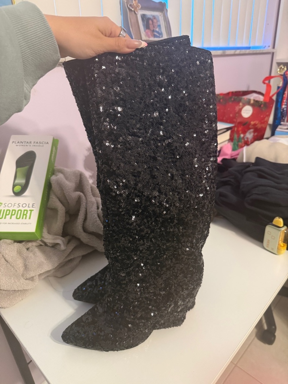 Target Black Sequin Over-the-Knee Boots - Picture 2 of 4